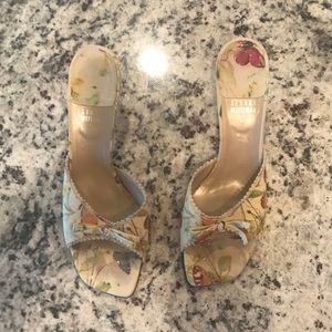 Stuart Weitzman Butterfly Print Suede Kitten Heels